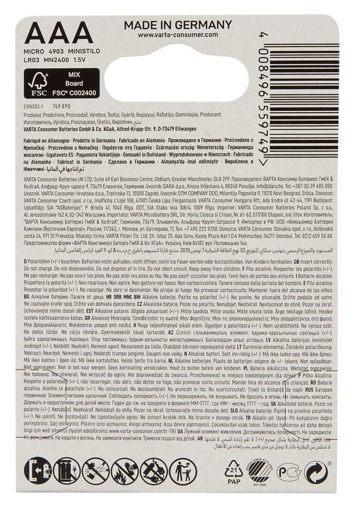 Varta Micro Batteries Pack of4 - Photo 2
